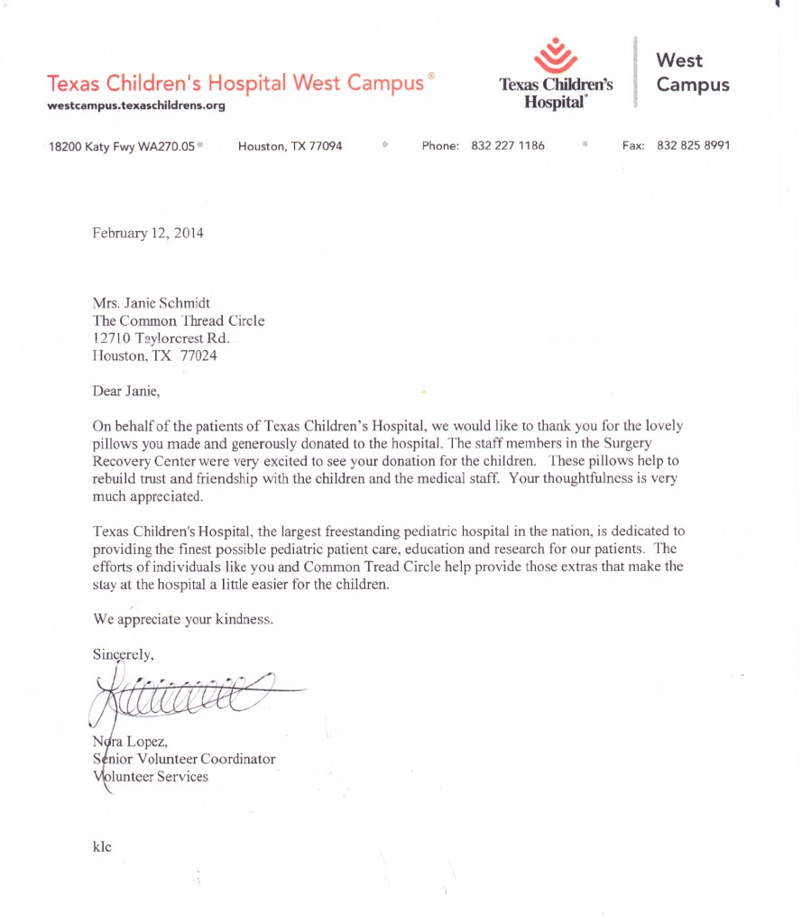 The Common Thread Circle » Texas Children’s Hospital West Campus